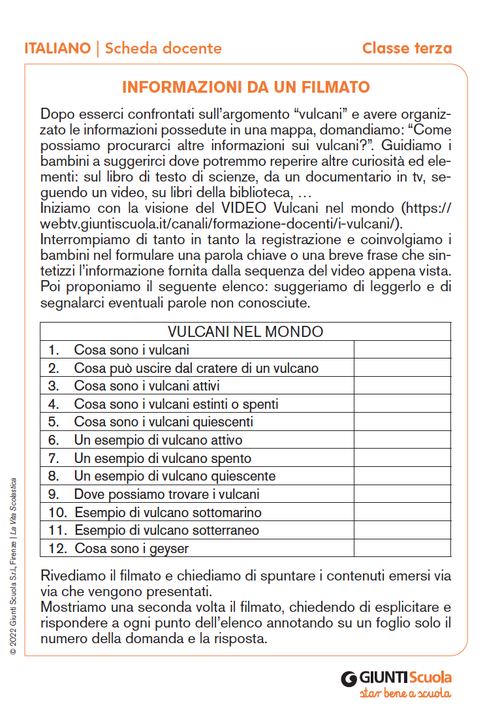 Informazioni da un filmato | Giunti Scuola Informazioni da un filmato | Giunti Scuola