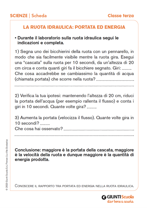 La ruota idraulica: portata ed energia | Giunti Scuola La ruota idraulica: portata ed energia | Giunti Scuola