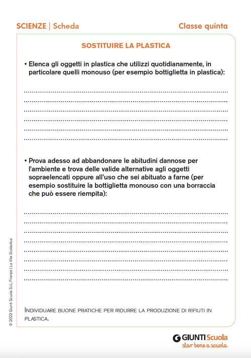Sostituire la plastica | Giunti Scuola Sostituire la plastica | Giunti Scuola