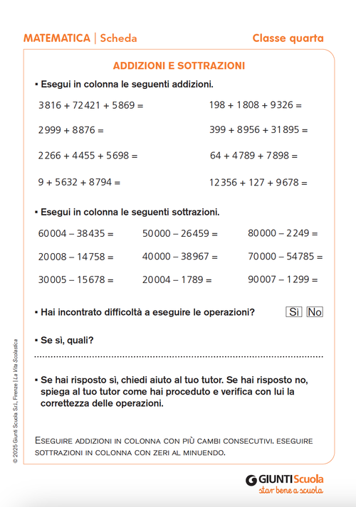 Addizioni e sottrazioni | Giunti Scuola Addizioni e sottrazioni | Giunti Scuola