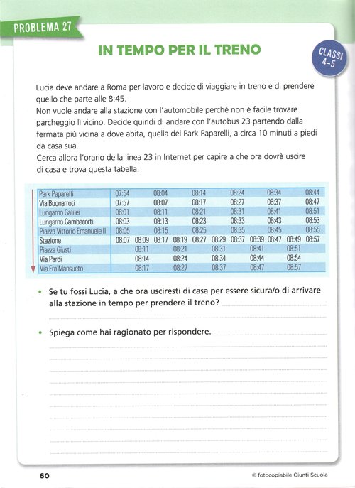 Problema | In tempo per il treno | Giunti Scuola Problema | In tempo per il treno | Giunti Scuola
