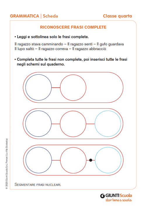 Riconoscere frasi complete | Giunti Scuola Riconoscere frasi complete | Giunti Scuola