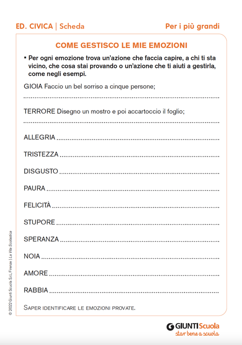 Come gestisco le mie emozioni | Giunti Scuola Come gestisco le mie emozioni | Giunti Scuola