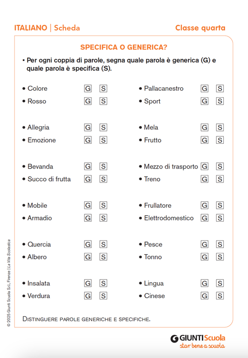 Specifica o generica? | Giunti Scuola Specifica o generica? | Giunti Scuola