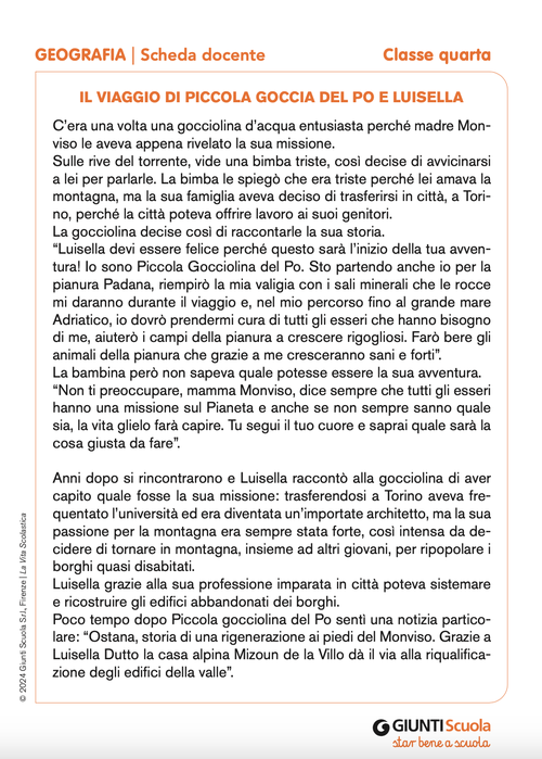 Il viaggio di Piccola Goccia del Po e Luisella | Giunti Scuola