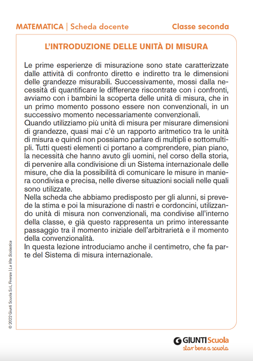 L'introduzione delle unità di misura | Giunti Scuola L'introduzione delle unità di misura | Giunti Scuola