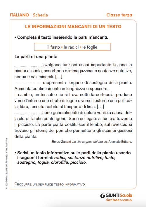 Le informazioni mancanti di un testo | Giunti Scuola Le informazioni mancanti di un testo | Giunti Scuola