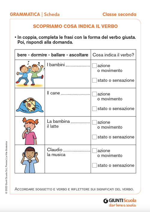 Scopriamo cosa indica il verbo | Giunti Scuola Scopriamo cosa indica il verbo | Giunti Scuola