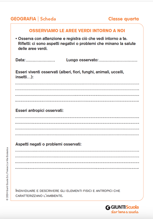 Osserviamo le aree verdi intorno a noi | Giunti Scuola Osserviamo le aree verdi intorno a noi | Giunti Scuola