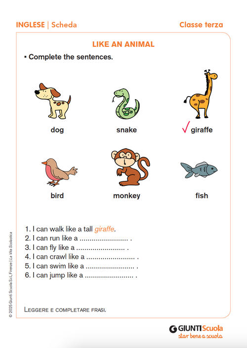 Like an animal | Giunti Scuola Like an animal | Giunti Scuola