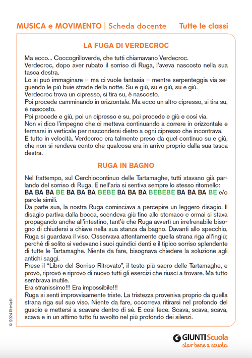 La fuga di Verdecroc e Ruga in bagno | Giunti Scuola