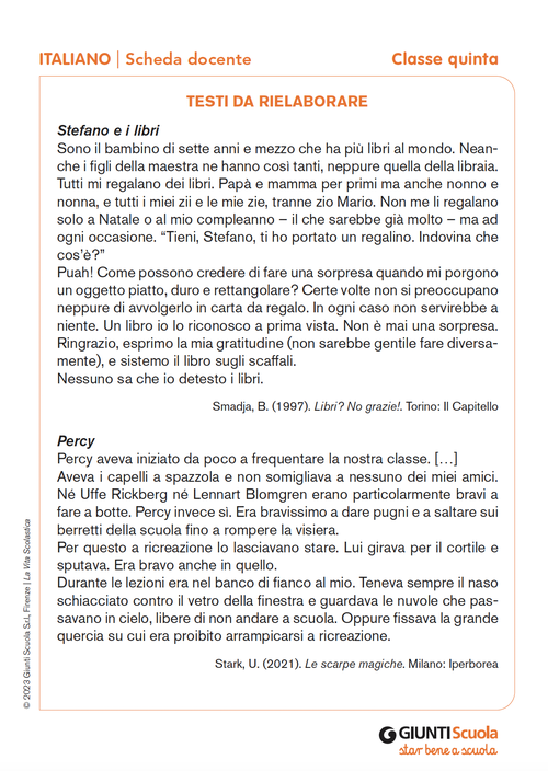 Testi da rielaborare | Giunti Scuola Testi da rielaborare | Giunti Scuola