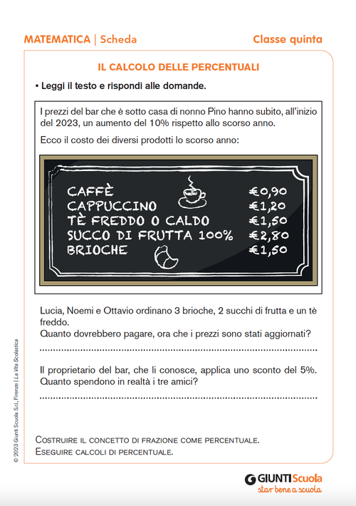 Il calcolo delle percentuali | Giunti Scuola Il calcolo delle percentuali | Giunti Scuola