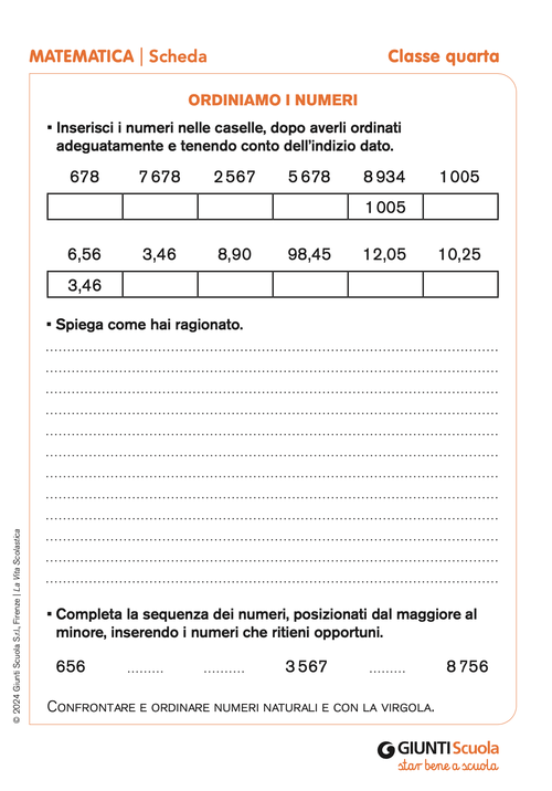 Ordiniamo i numeri | Giunti Scuola Ordiniamo i numeri | Giunti Scuola