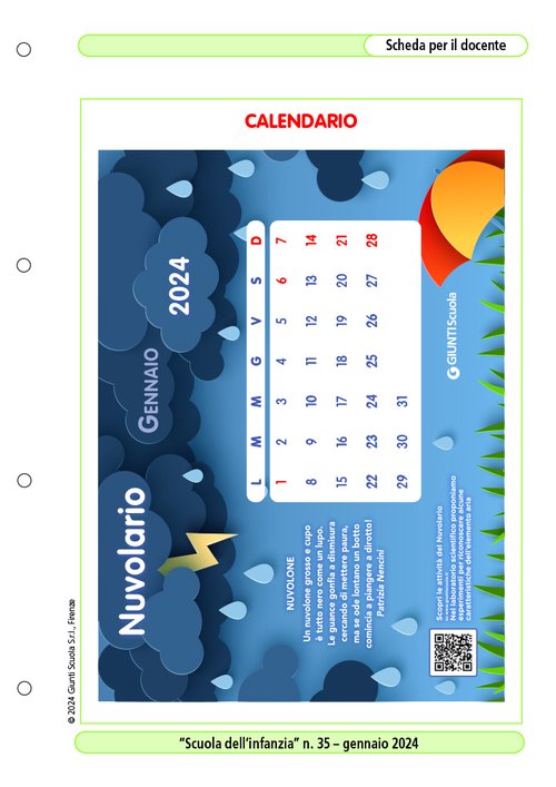 Nuvolario: calendario di gennaio | Giunti Scuola Nuvolario: calendario di gennaio | Giunti Scuola