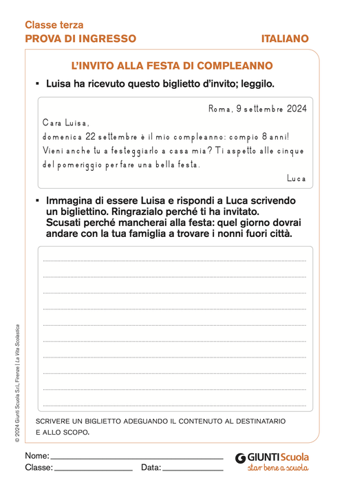 L'invito alla festa di compleanno | Giunti Scuola L'invito alla festa di compleanno | Giunti Scuola