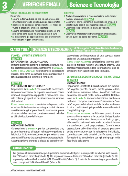 Guida alle verifiche finali | Scienze e Tecnologia 3 | Giunti Scuola Guida alle verifiche finali | Scienze e Tecnologia 3 | Giunti Scuola