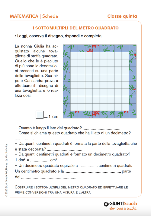 I sottomultipli del metro quadrato | Giunti Scuola I sottomultipli del metro quadrato | Giunti Scuola