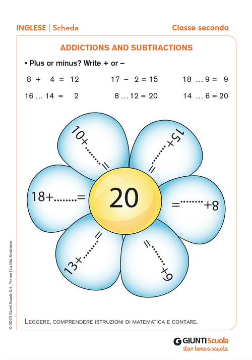 Addictions and subtractions | Giunti Scuola Addictions and subtractions | Giunti Scuola