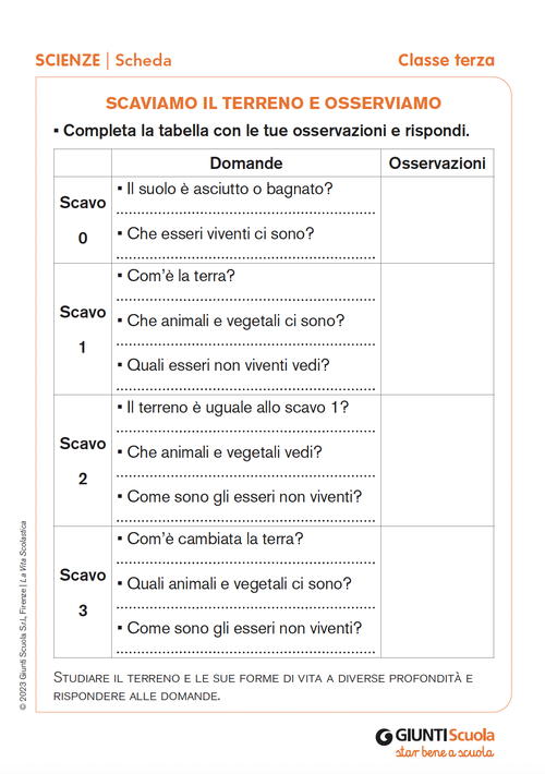 Scaviamo il terreno e osserviamo | Giunti Scuola Scaviamo il terreno e osserviamo | Giunti Scuola
