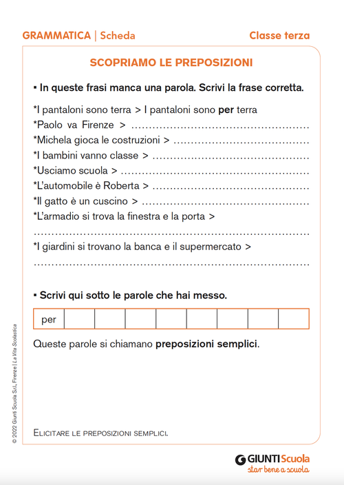 Scopriamo le preposizioni | Giunti Scuola Scopriamo le preposizioni | Giunti Scuola