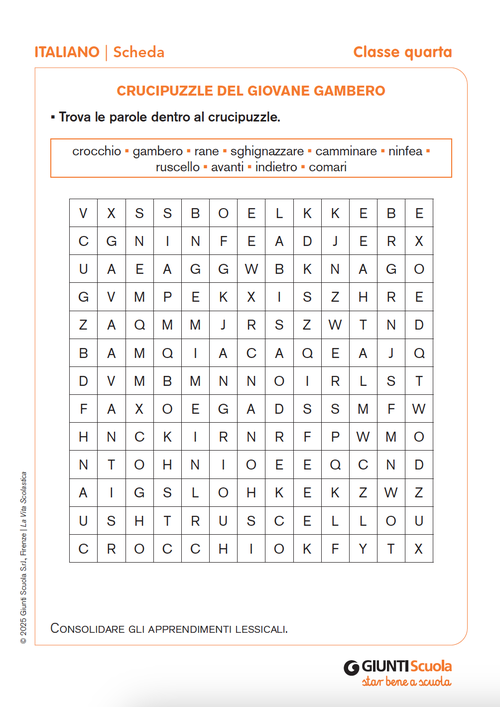 Crucipuzzle del giovane gambero | Giunti Scuola Crucipuzzle del giovane gambero | Giunti Scuola
