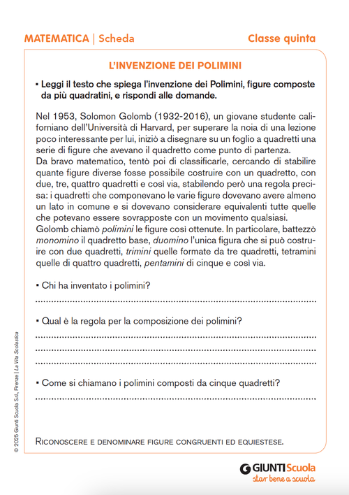 L’invenzione dei polimini | Giunti Scuola L’invenzione dei polimini | Giunti Scuola