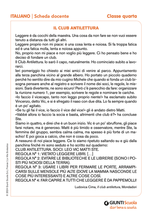 Il club antilettura | Giunti Scuola