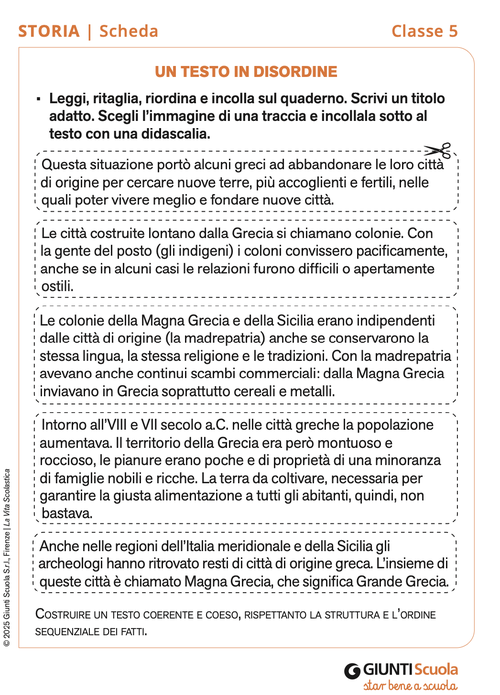 Un testo in disordine | Giunti Scuola Un testo in disordine | Giunti Scuola