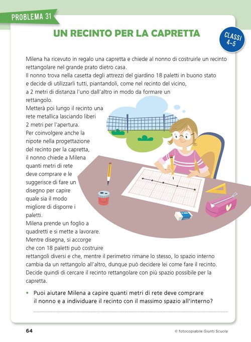 Problema | Un recinto per la capretta | Giunti Scuola Problema | Un recinto per la capretta | Giunti Scuola