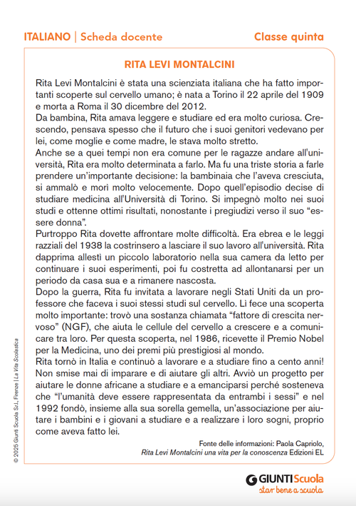 Rita Levi Montalcini | Giunti Scuola Rita Levi Montalcini | Giunti Scuola