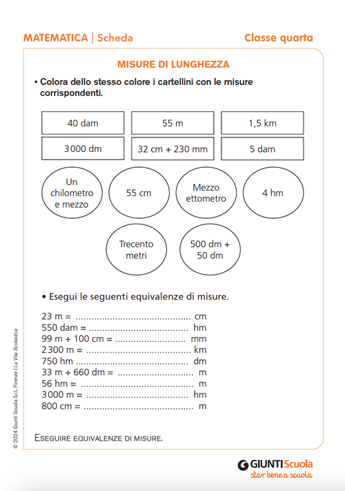 Misure di lunghezza | Giunti Scuola Misure di lunghezza | Giunti Scuola