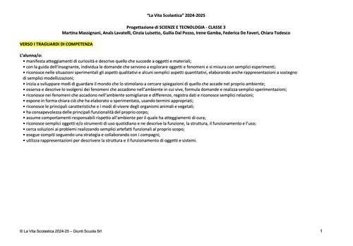 Progettazione di Scienze e Tecnologia | Classe 3 (2024-2025) – PDF | Giunti Scuola Progettazione di Scienze e Tecnologia | Classe 3 (2024-2025) – PDF | Giunti Scuola