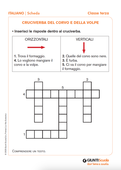 Cruciverba del corvo e della volpe | Giunti Scuola Cruciverba del corvo e della volpe | Giunti Scuola