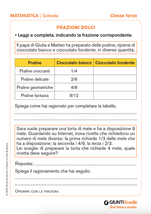 Frazioni dolci | Giunti Scuola Frazioni dolci | Giunti Scuola