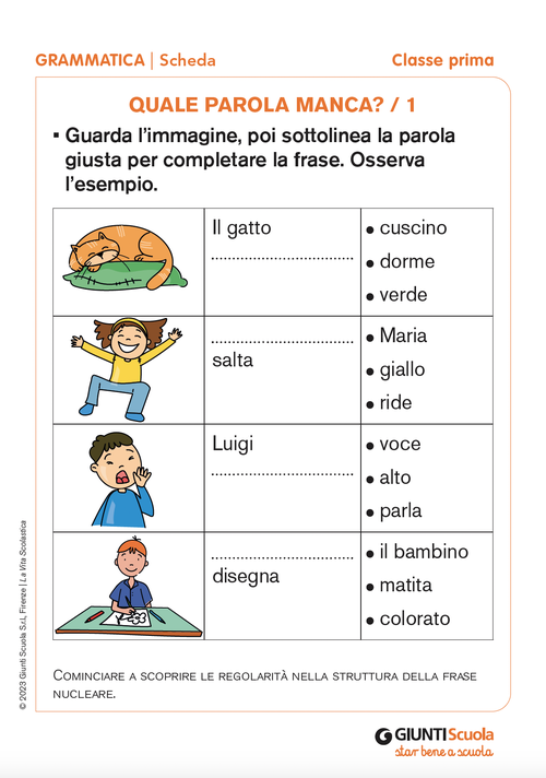 Quale parola manca? / 1 | Giunti Scuola Quale parola manca? / 1 | Giunti Scuola