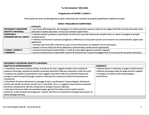 Progettazione in PDF di Scienze | CL. 3 (2025-26) | Giunti Scuola Progettazione in PDF di Scienze | CL. 3 (2025-26) | Giunti Scuola