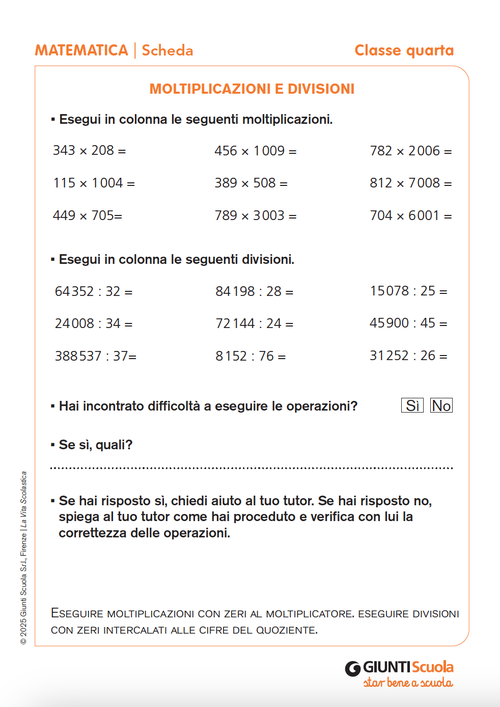 Moltiplicazioni e divisioni | Giunti Scuola Moltiplicazioni e divisioni | Giunti Scuola