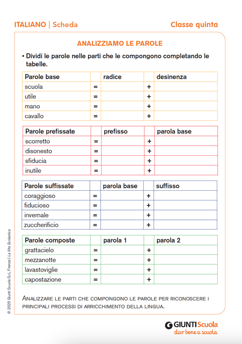 Analizziamo le parole | Giunti Scuola Analizziamo le parole | Giunti Scuola