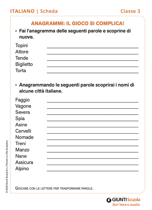 Anagrammi: il gioco si complica! | Giunti Scuola