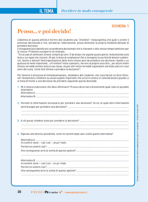 Penso... e poi decido! | Giunti Scuola Penso... e poi decido! | Giunti Scuola