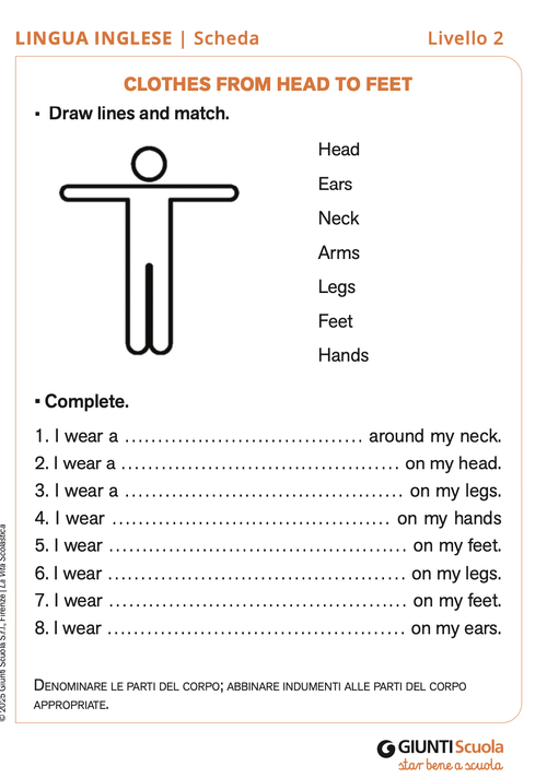 Clothes from head to feet | Giunti Scuola Clothes from head to feet | Giunti Scuola