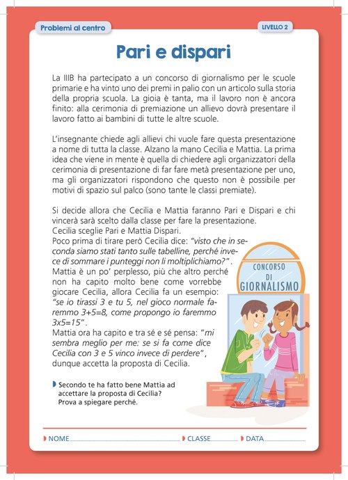 Problema | Pari e dispari | Giunti Scuola Problema | Pari e dispari | Giunti Scuola