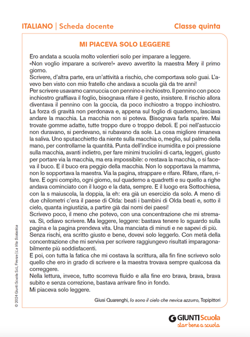 Mi piaceva solo leggere | Giunti Scuola
