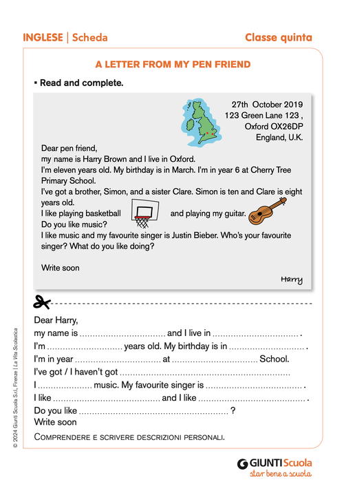 A letter from my pen friend | Giunti Scuola A letter from my pen friend | Giunti Scuola