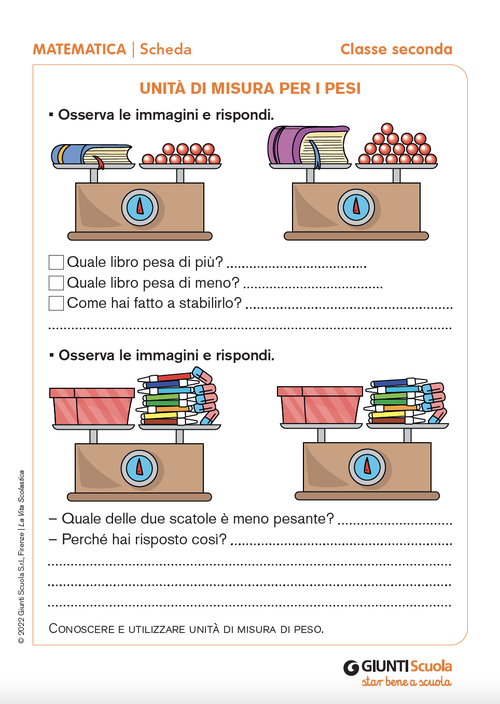 Unità di misura per i pesi | Giunti Scuola Unità di misura per i pesi | Giunti Scuola