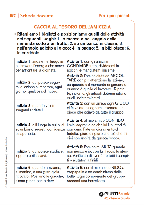 Caccia al tesoro dell'amicizia | Giunti Scuola Caccia al tesoro dell'amicizia | Giunti Scuola