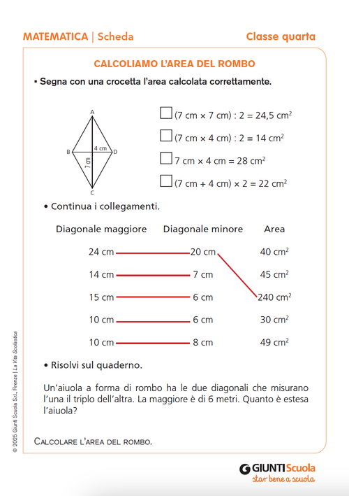Calcoliamo l’area del rombo | Giunti Scuola Calcoliamo l’area del rombo | Giunti Scuola