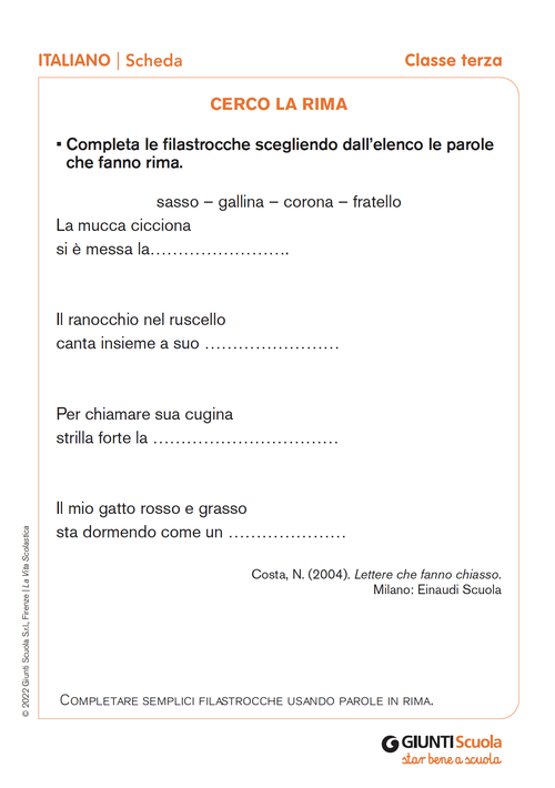 Cerco la rima | Giunti Scuola Cerco la rima | Giunti Scuola