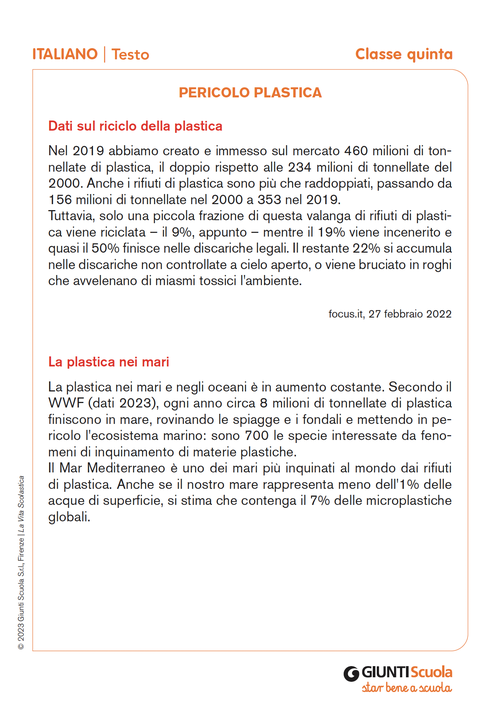 Pericolo plastica | Giunti Scuola